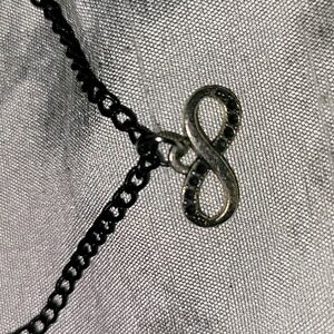Handmade Black Unisex chain Infinity Charm Adjustable Anklet Or Bracelet